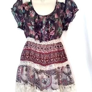 Womens M Multi-Color Boho Sheer Blouse by Maurice